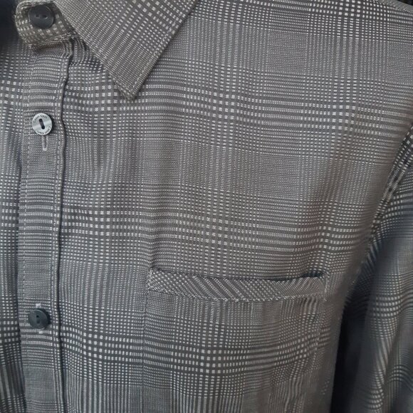 Calvin Klein SZ L Slim Fit Black/White Glen Check Men's Shirt ⚡️BUY 3 for $55⚡️ - Picture 5 of 14